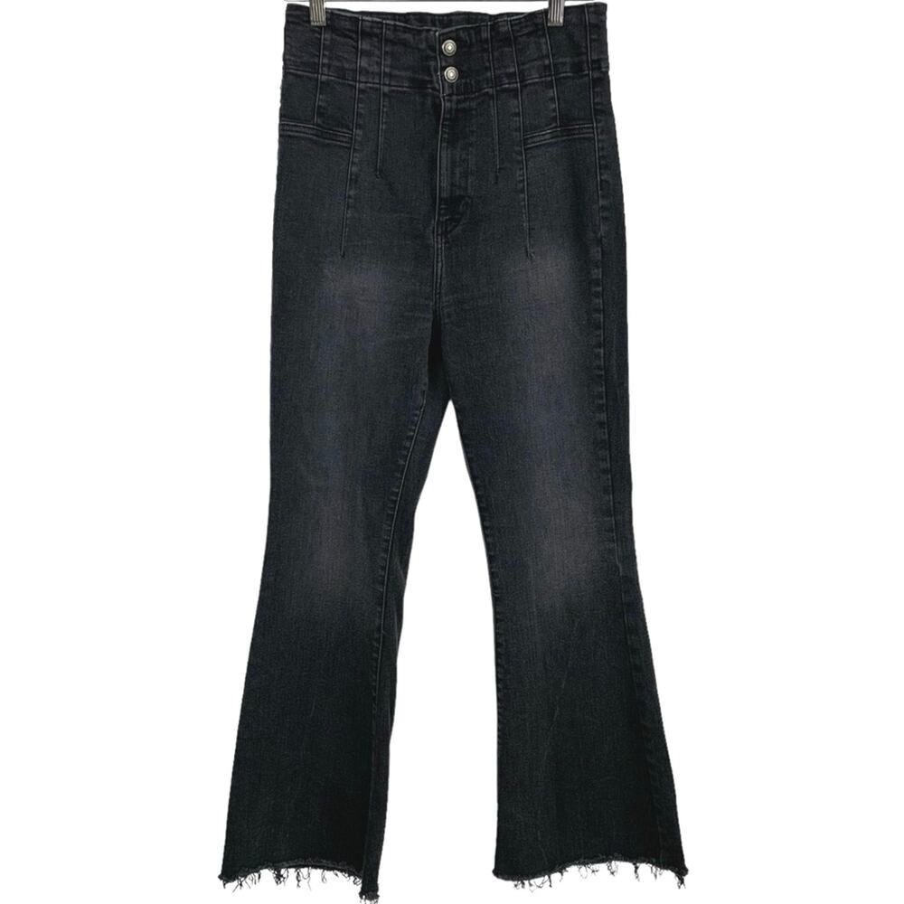 Free People We the Free Women Denim Jeans High Rise Flare Black Boho Size 31